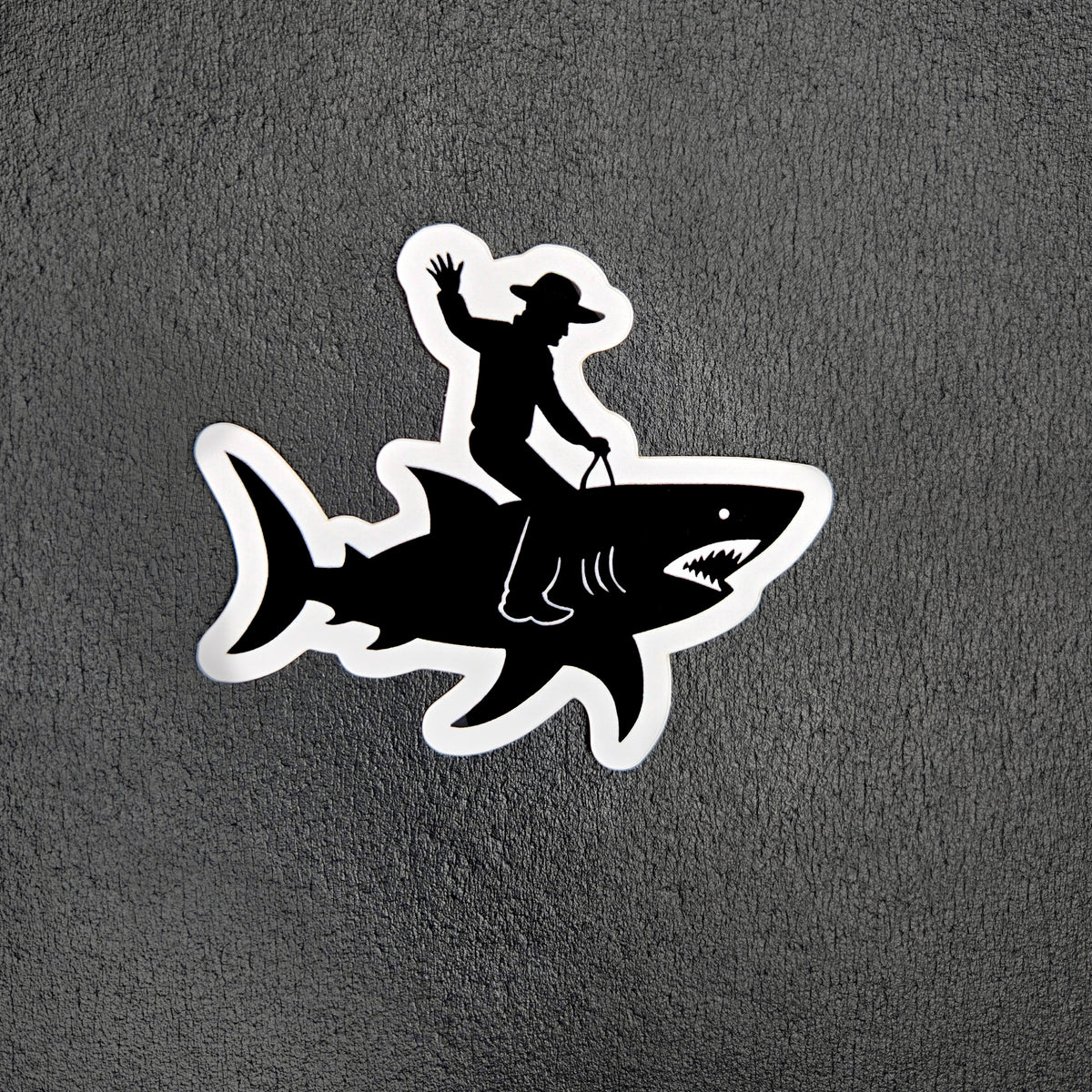 Shark Sticker - Funny Cowboy Riding Shark Waterproof Vinyl Decal - Unique Western Rodeo Gift