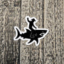 Shark Sticker - Funny Cowboy Riding Shark Waterproof Vinyl Decal - Unique Western Rodeo Gift