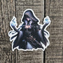Dark Sorceress Sticker - Hooded Witch Decal - Fantasy Mage Art