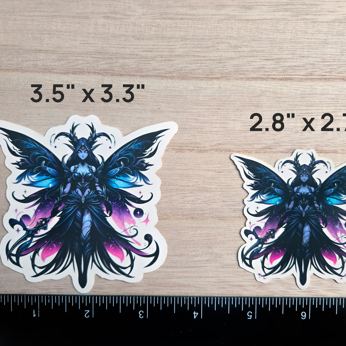 Dark Winged Fairy Vinyl Sticker - 2 Sizes - Blue & Purple Warrior Elf