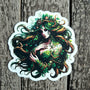 Nature Goddess Fantasy Art - Dryad Tree Spirit Sticker - Forest Nymph Vinyl Decal