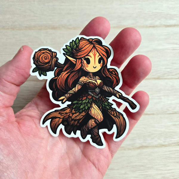Chibi Dryad Sticker - Cute Tree Spirit Forest Nymph - Waterproof Vinyl Decal