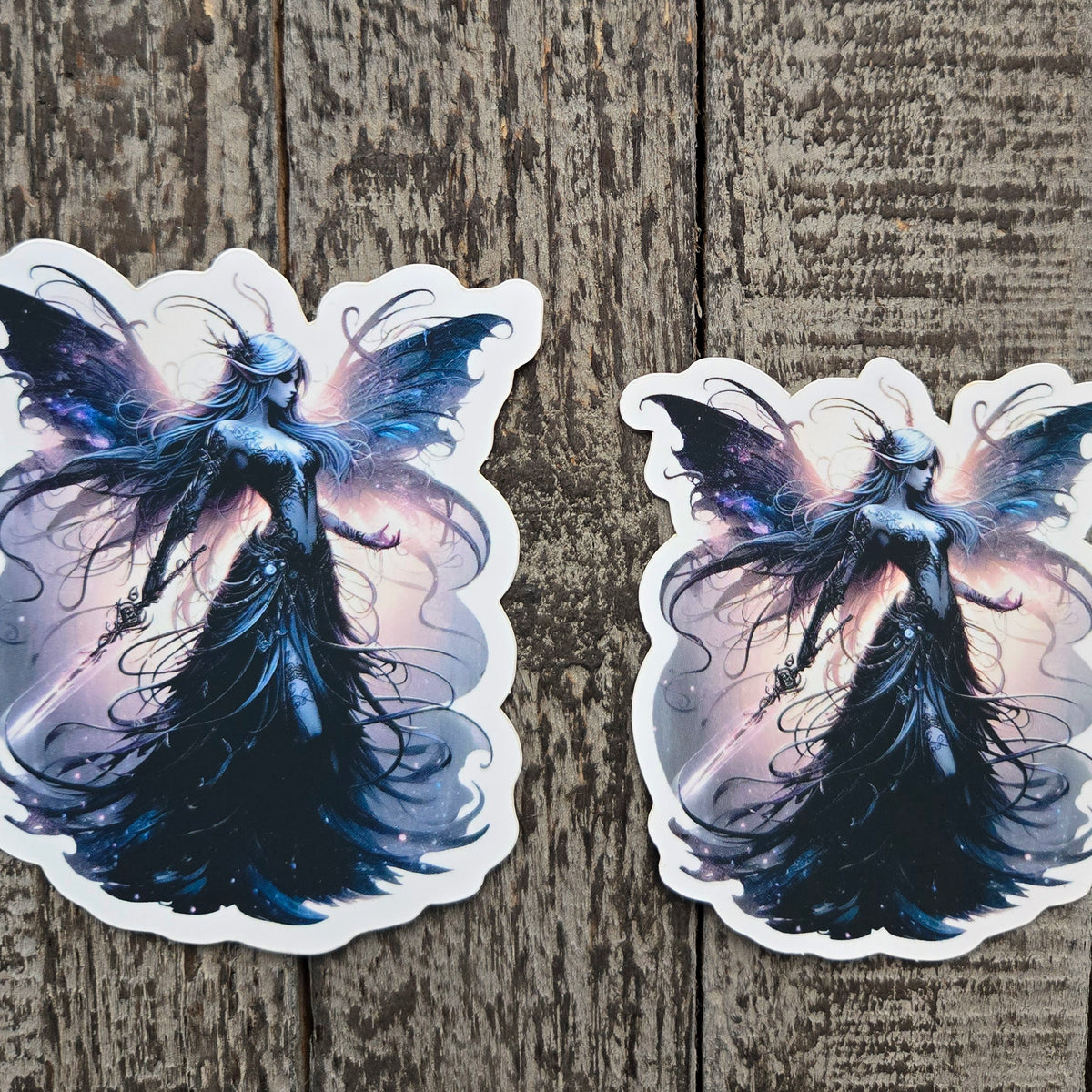 Dark Fairy with Wings Sticker - 2 Sizes - Gothic Warrior Vinyl Decal with Sword