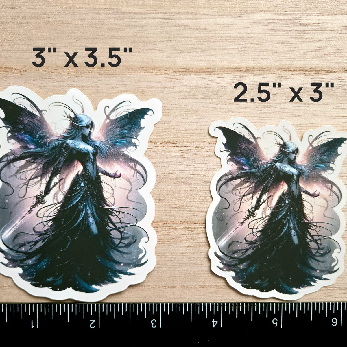 Dark Fairy with Wings Sticker - 2 Sizes - Gothic Warrior Vinyl Decal with Sword