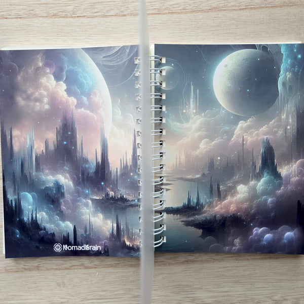 Fantasy Spiral Notebook - Size A6 - Whimsical Cosmic Journal with Lined Pages