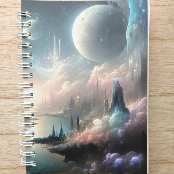 Fantasy Spiral Notebook - Size A6 - Whimsical Cosmic Journal with Lined Pages
