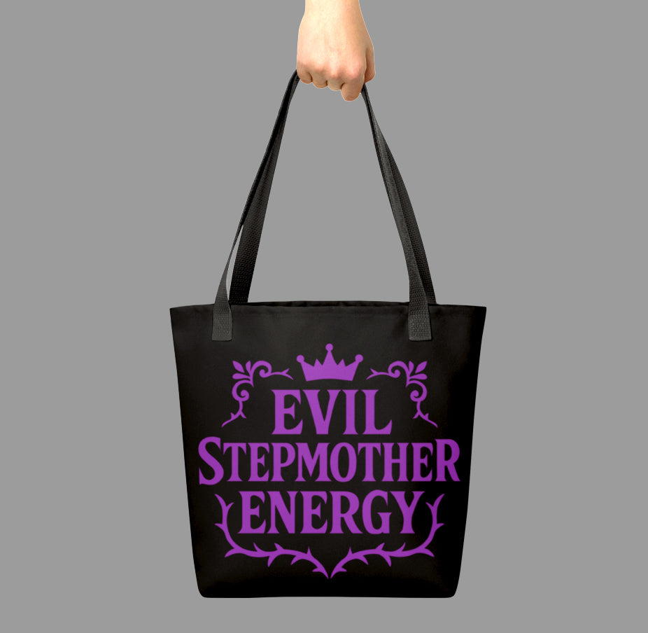 Funny Tote Bag - Evil Stepmother Energy - Stepmom Gift - Black Tote Bag - Stepmother Gift - Mother's Day Gift