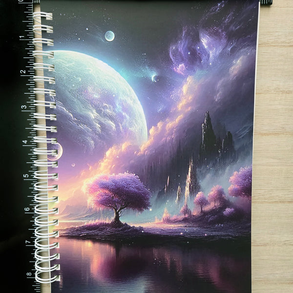 Reusable Sticker Book with Release Paper - Purple Fantasy Landscape