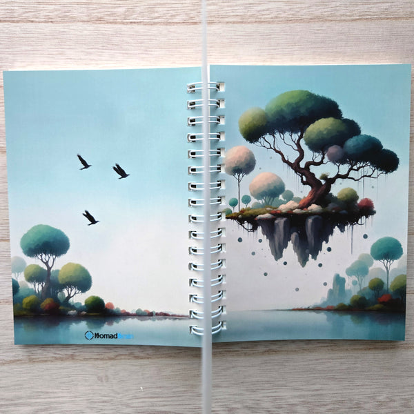 Fantasy Floating Island Notebook - Size A6 - Spiral Lined Notebook