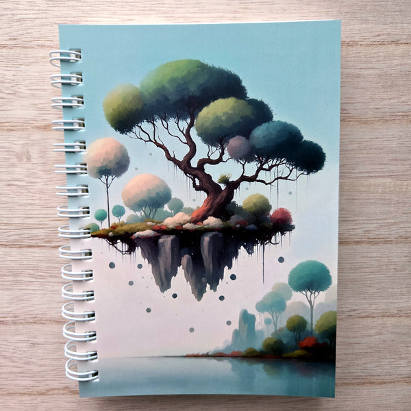 Fantasy Floating Island Notebook - Size A6 - Spiral Lined Notebook