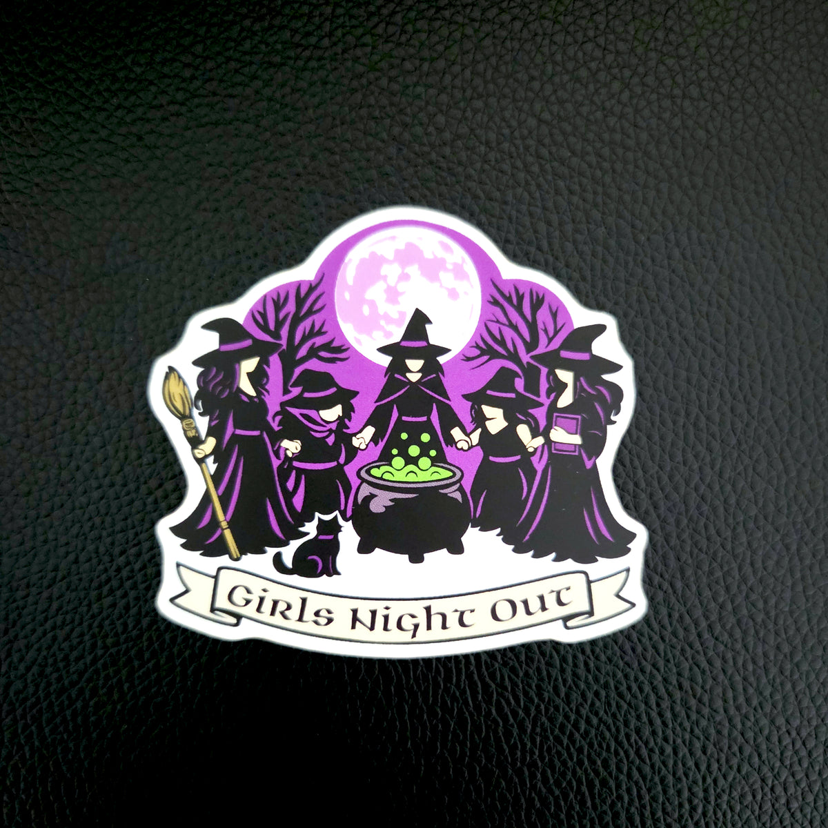 Halloween Vinyl Sticker - Girls Night Out Decal - Full Moon Witchy Vinyl