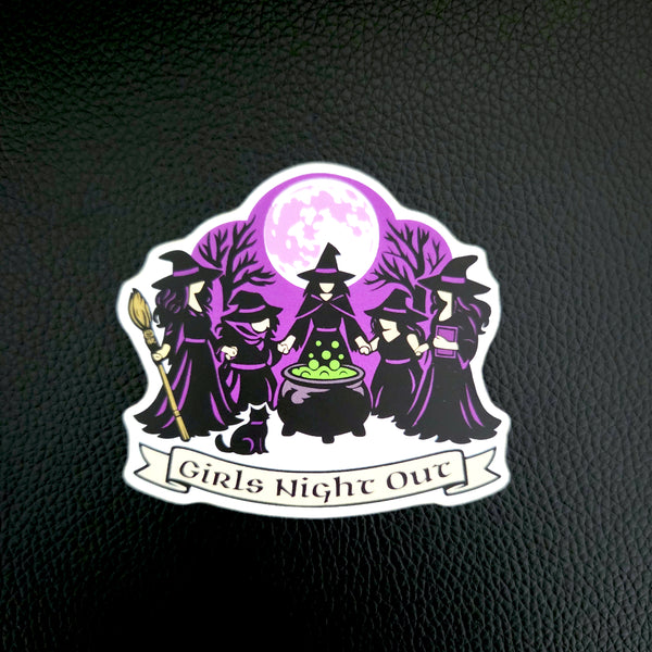 Halloween Vinyl Sticker - Girls Night Out Decal - Full Moon Witchy Vinyl