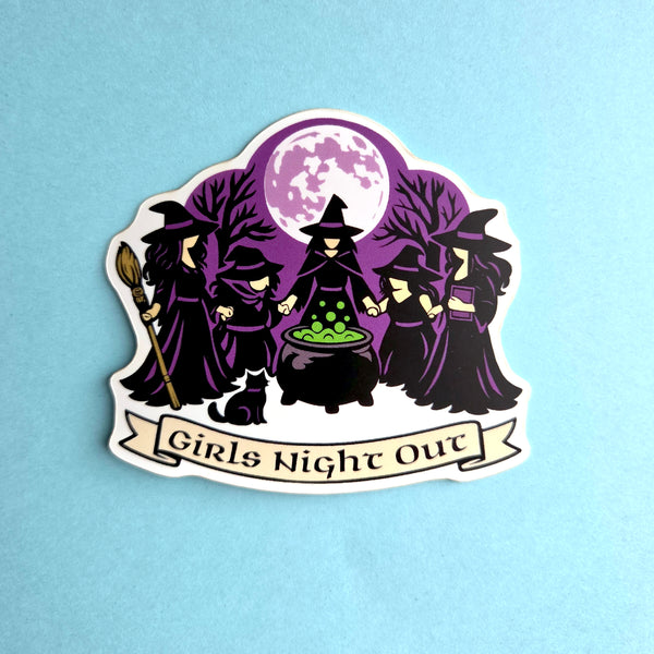 Halloween Vinyl Sticker - Girls Night Out Decal - Full Moon Witchy Vinyl