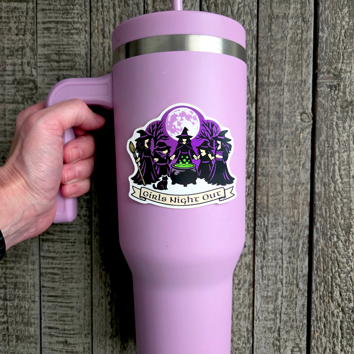 Halloween Vinyl Sticker - Girls Night Out Decal - Full Moon Witchy Vinyl