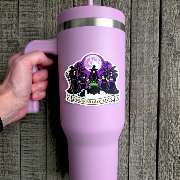 Halloween Vinyl Sticker - Girls Night Out Decal - Full Moon Witchy Vinyl