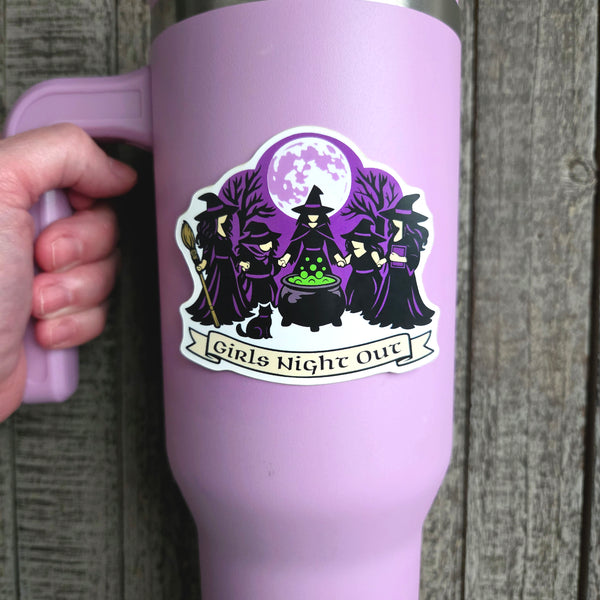 Halloween Vinyl Sticker - Girls Night Out Decal - Full Moon Witchy Vinyl