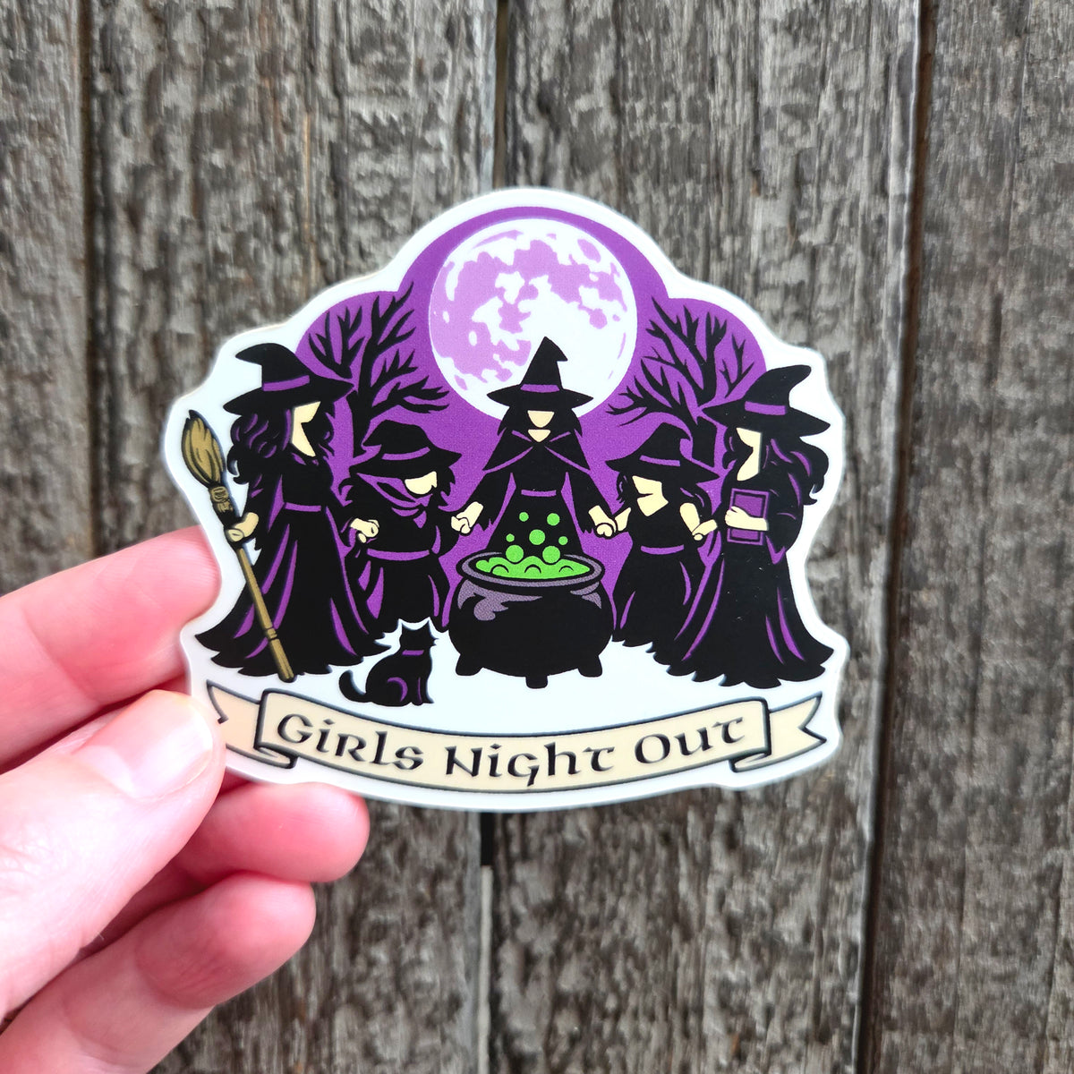 Halloween Vinyl Sticker - Girls Night Out Decal - Full Moon Witchy Vinyl