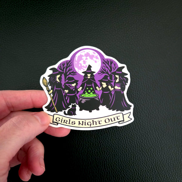 Halloween Vinyl Sticker - Girls Night Out Decal - Full Moon Witchy Vinyl