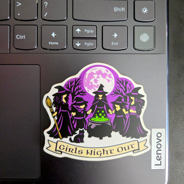 Halloween Vinyl Sticker - Girls Night Out Decal - Full Moon Witchy Vinyl