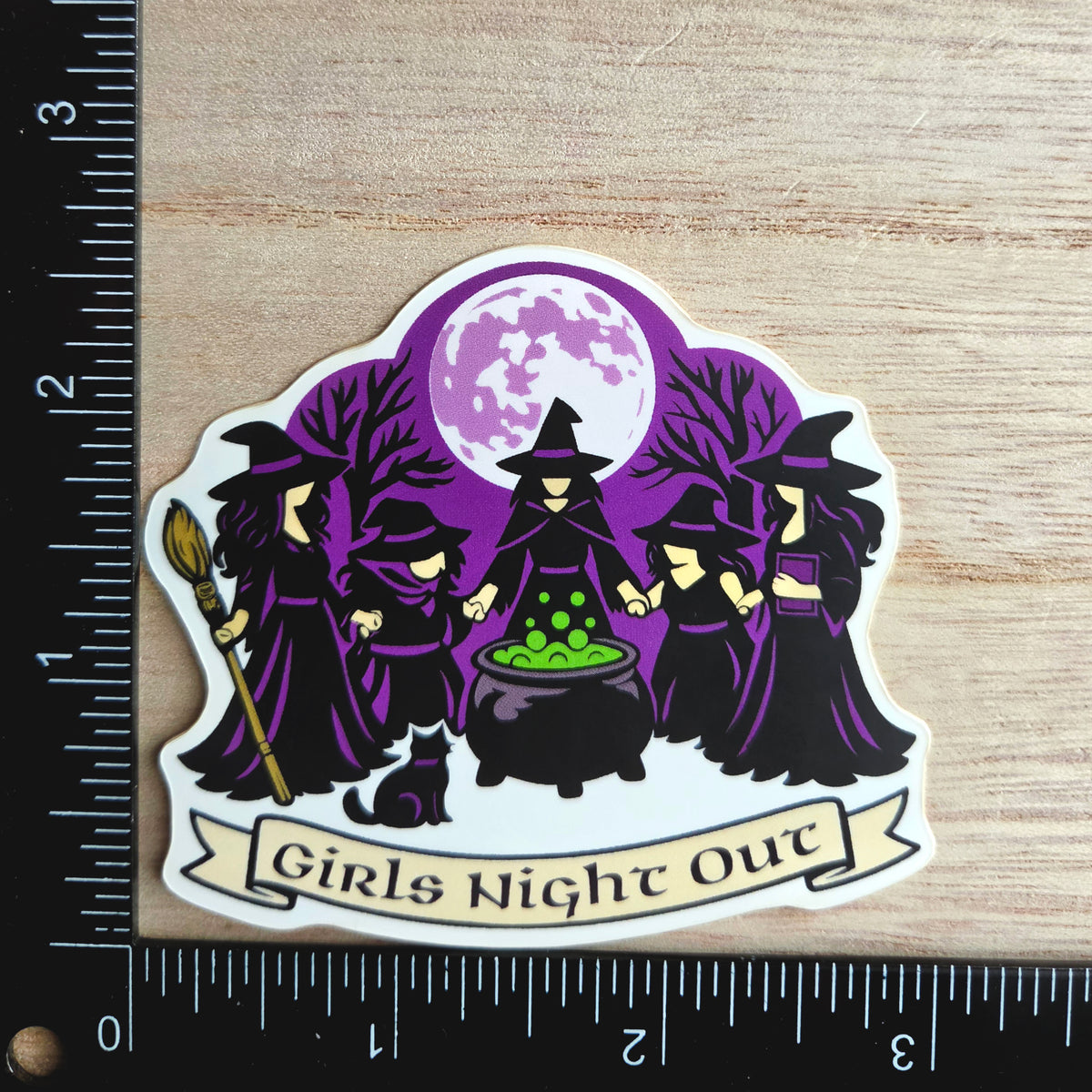 Halloween Vinyl Sticker - Girls Night Out Decal - Full Moon Witchy Vinyl