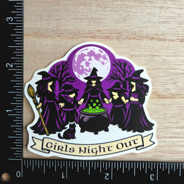Halloween Vinyl Sticker - Girls Night Out Decal - Full Moon Witchy Vinyl