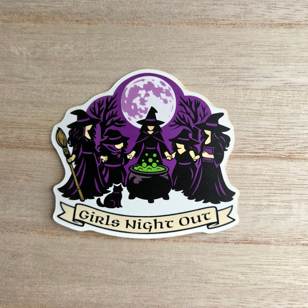 Halloween Vinyl Sticker - Girls Night Out Decal - Full Moon Witchy Vinyl