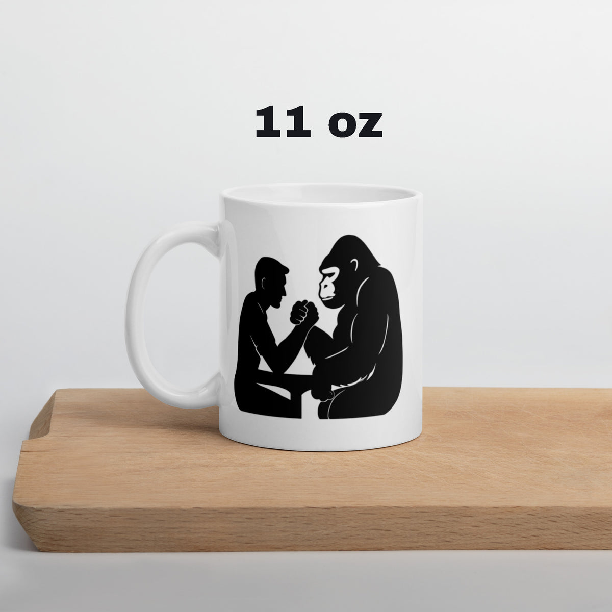 Gorilla Coffee Mug Gift for Men - Funny Arm Wrestling Mug Dad Gift - Motivational Strength Mug For Him