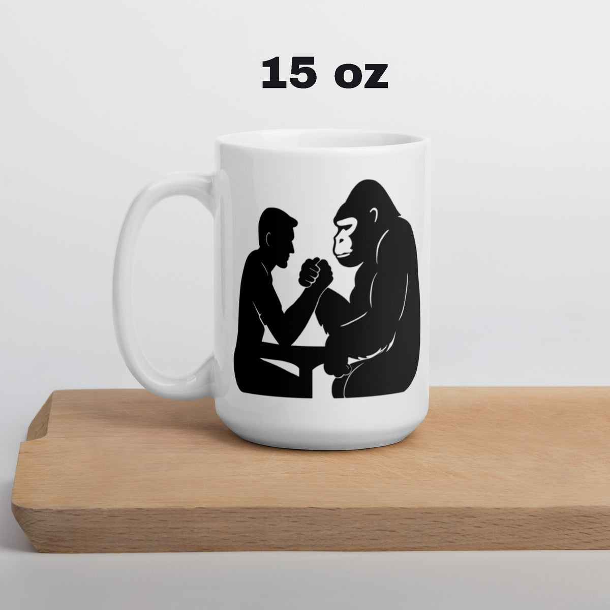 Gorilla Coffee Mug Gift for Men - Funny Arm Wrestling Mug Dad Gift - Motivational Strength Mug For Him