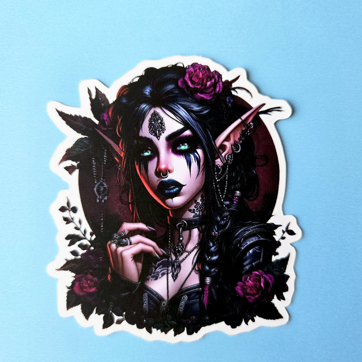 Goth Goddess Vinyl Sticker - Dark Elf Fantasy Decal - Gothic Fairy