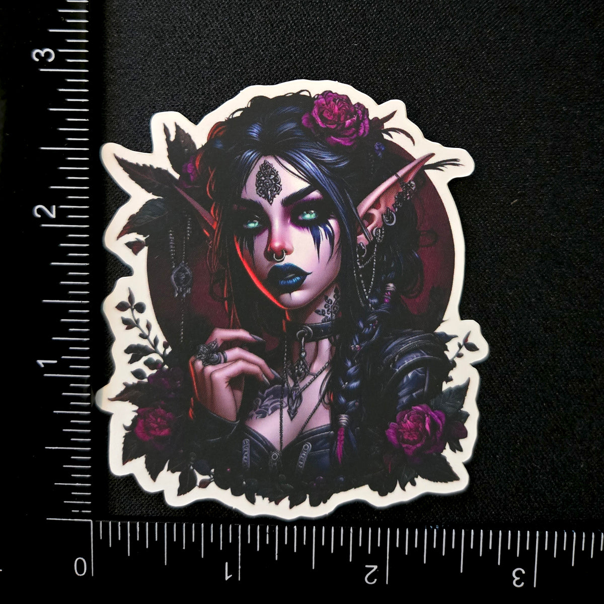 Goth Goddess Vinyl Sticker - Dark Elf Fantasy Decal - Gothic Fairy