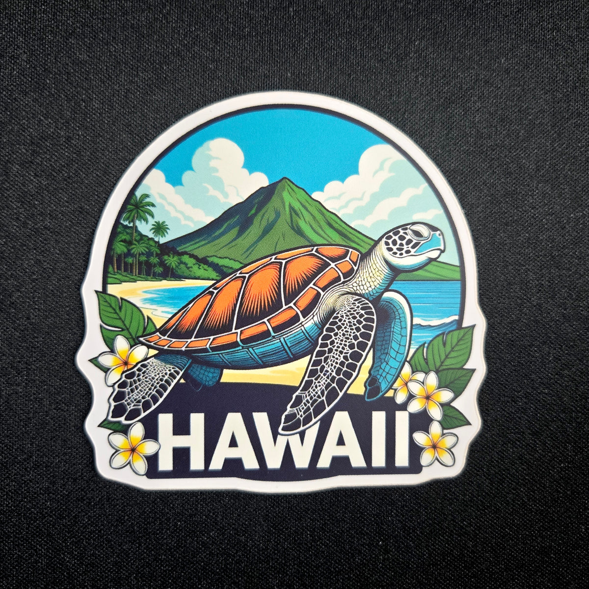 Hawaii Vinyl Sticker - Sea Turtle Honu Plumeria Laptop Decal - Waterproof - Travel Gift