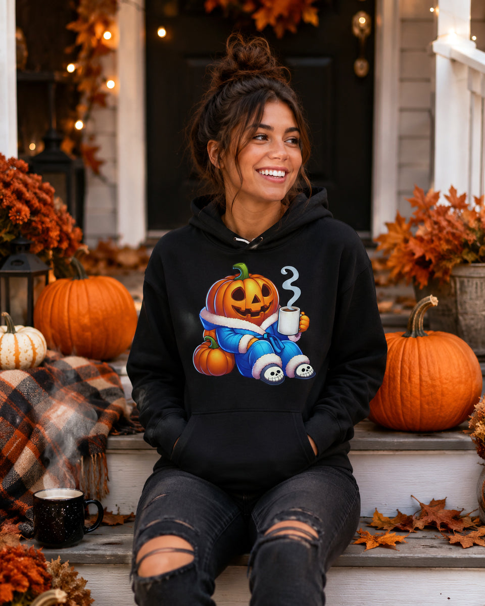 Pumpkin Spice Hoodie, Halloween Jack-o'-Lantern Coffee Sweatshirt