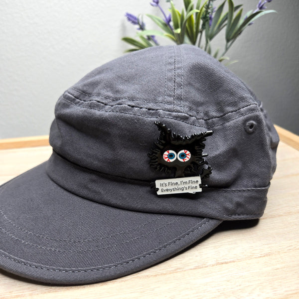 Anxious Cat Enamel Pin - Funny Anxiety Pin Cat Lover Gift - Its Fine I'm Fine Everything's Fine Lapel Pin