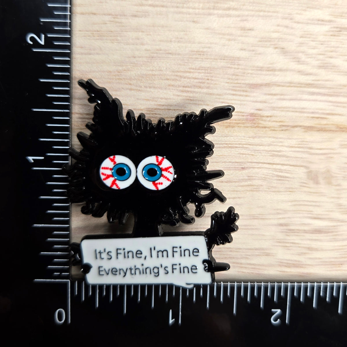 Anxious Cat Enamel Pin - Funny Anxiety Pin Cat Lover Gift - Its Fine I'm Fine Everything's Fine Lapel Pin
