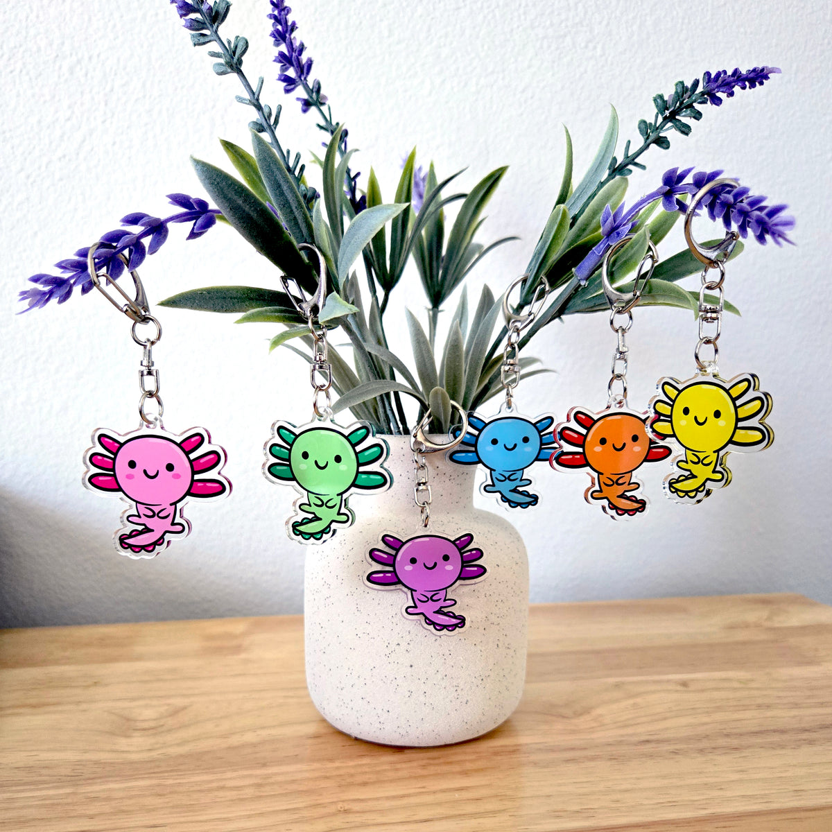 Axolotl Acrylic Keychain – Kawaii Animal Charm – Cute Axolotl Gift – Bag Charm