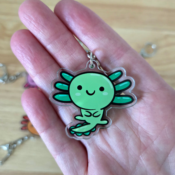 Axolotl Acrylic Keychain – Kawaii Animal Charm – Cute Axolotl Gift – Bag Charm