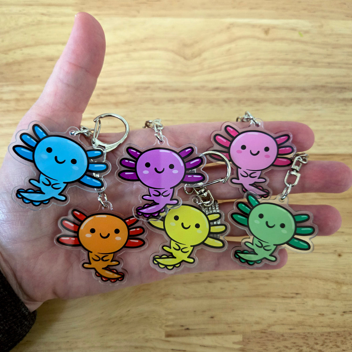 Axolotl Acrylic Keychain – Kawaii Animal Charm – Cute Axolotl Gift – Bag Charm