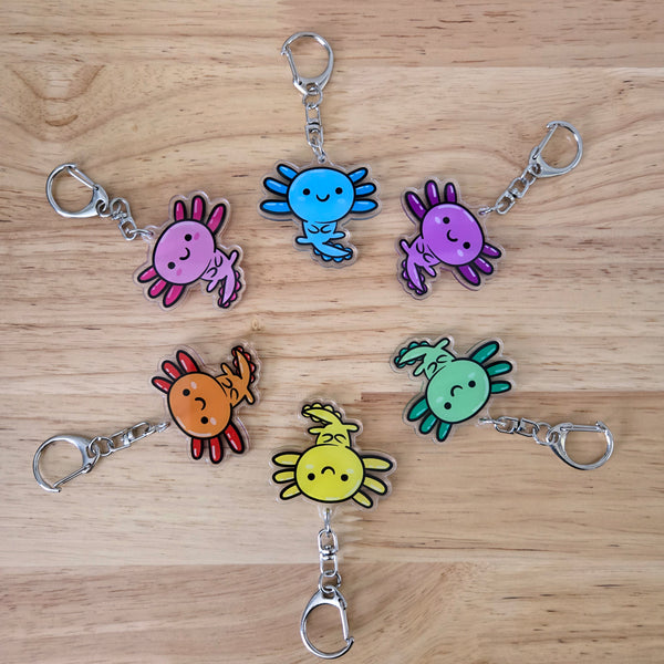 Axolotl Acrylic Keychain – Kawaii Animal Charm – Cute Axolotl Gift – Bag Charm