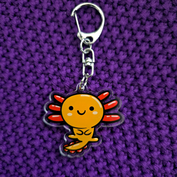 Axolotl Acrylic Keychain – Kawaii Animal Charm – Cute Axolotl Gift – Bag Charm