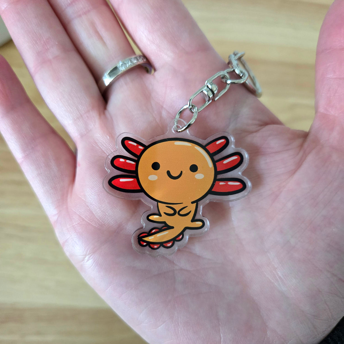 Axolotl Acrylic Keychain – Kawaii Animal Charm – Cute Axolotl Gift – Bag Charm