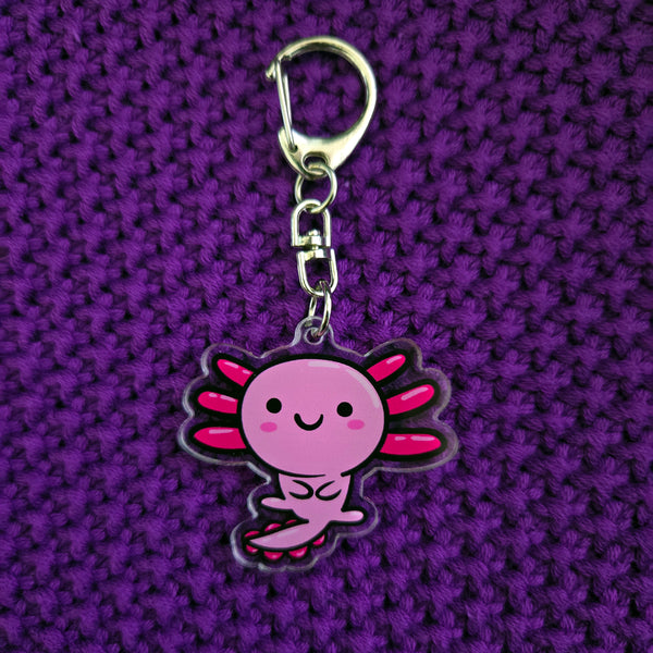 Axolotl Acrylic Keychain – Kawaii Animal Charm – Cute Axolotl Gift – Bag Charm