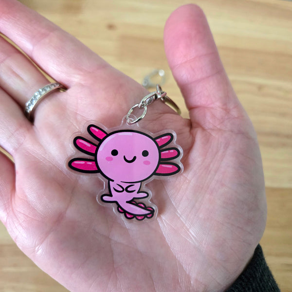 Axolotl Acrylic Keychain – Kawaii Animal Charm – Cute Axolotl Gift – Bag Charm