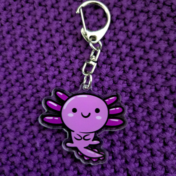 Axolotl Acrylic Keychain – Kawaii Animal Charm – Cute Axolotl Gift – Bag Charm