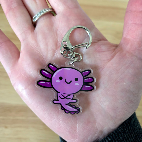 Axolotl Acrylic Keychain – Kawaii Animal Charm – Cute Axolotl Gift – Bag Charm