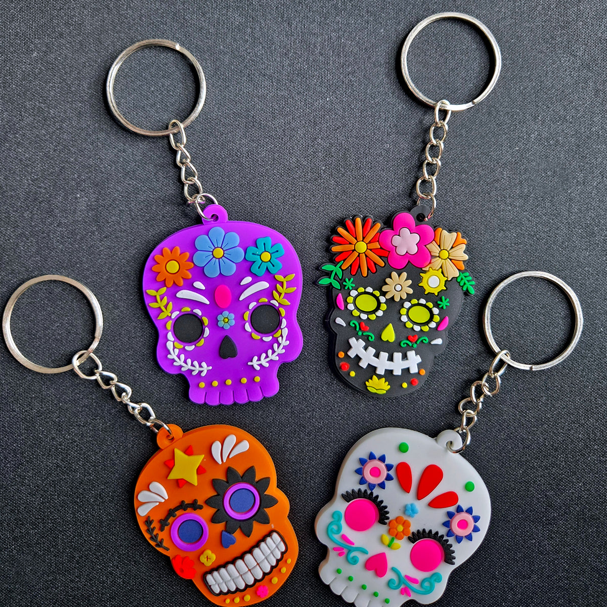 Sugar Skull Keychain, Day of the Dead Calavera Charm, Bag Accessory