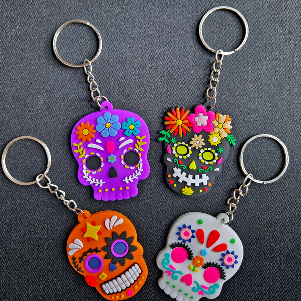 Sugar Skull Keychain, Day of the Dead Calavera Charm, Bag Accessory