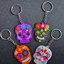 Sugar Skull Keychain, Day of the Dead Calavera Charm, Bag Accessory