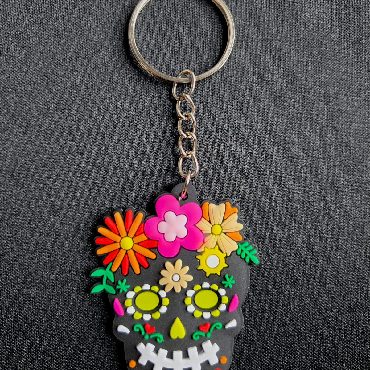 Sugar Skull Keychain, Day of the Dead Calavera Charm, Bag Accessory