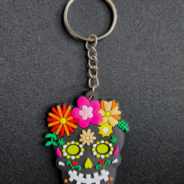 Sugar Skull Keychain, Day of the Dead Calavera Charm, Bag Accessory