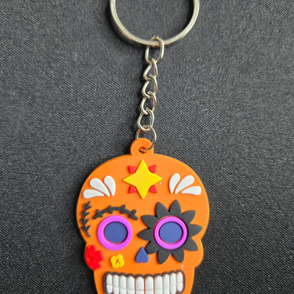 Sugar Skull Keychain, Day of the Dead Calavera Charm, Bag Accessory